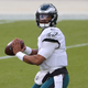 Jalen Hurts #2 of the Philadelphia Eagles warms up prior to their game against the Green Bay Packers at Lambeau Field on December 06, 2020 in Green Bay, Wisconsin.